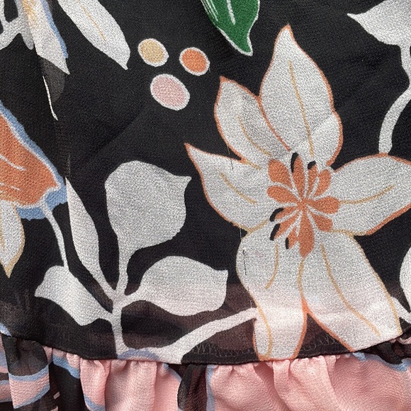 LOFT off the shoulder (with ribbon tie) floral blouse - Picture 5 of 5